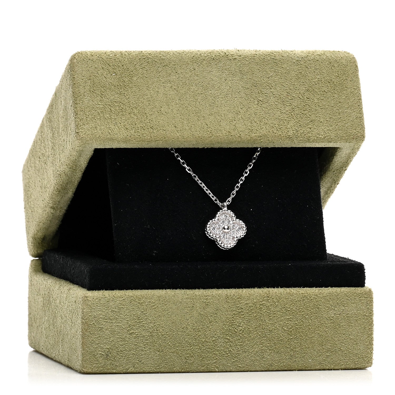 Van Cleef & Arpels VAN CLEEF & ARPELS 18K White Gold Diamond Sweet Alhambra Pendant Necklace 6 of 6