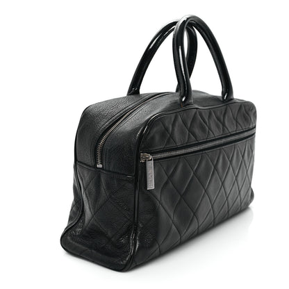 Chanel Calfskin Patent Quilted Bowler Black 2 of 13