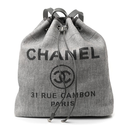 Chanel Canvas Large Deauville Backpack Grey 1 of 14