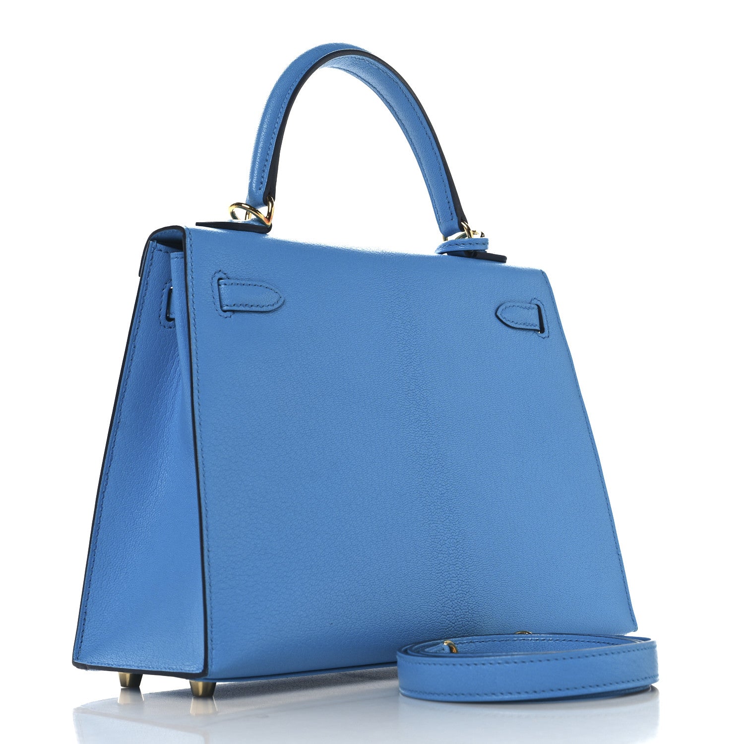 Hermes Chevre Chandra Kelly Sellier 25 Bleu Frida 3 of 13