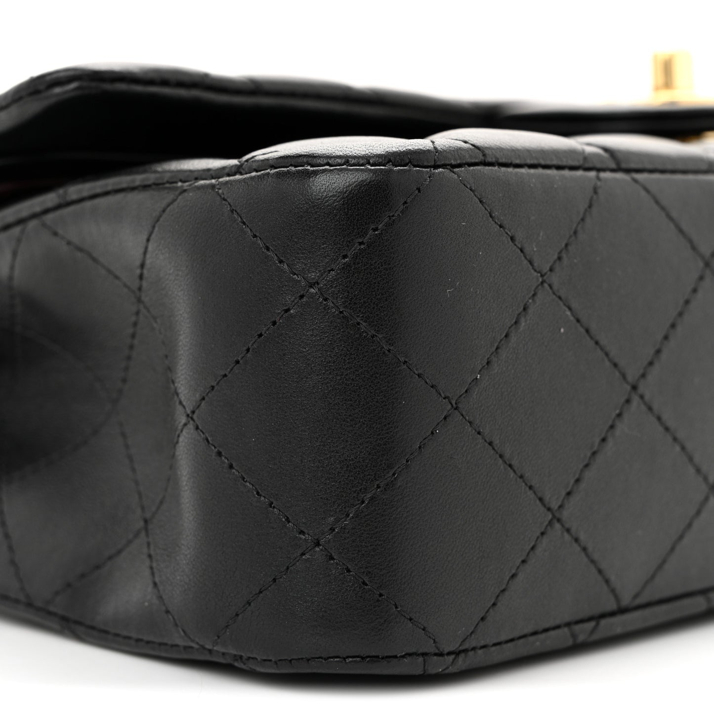 Lambskin Quilted Medium Double Flap Black