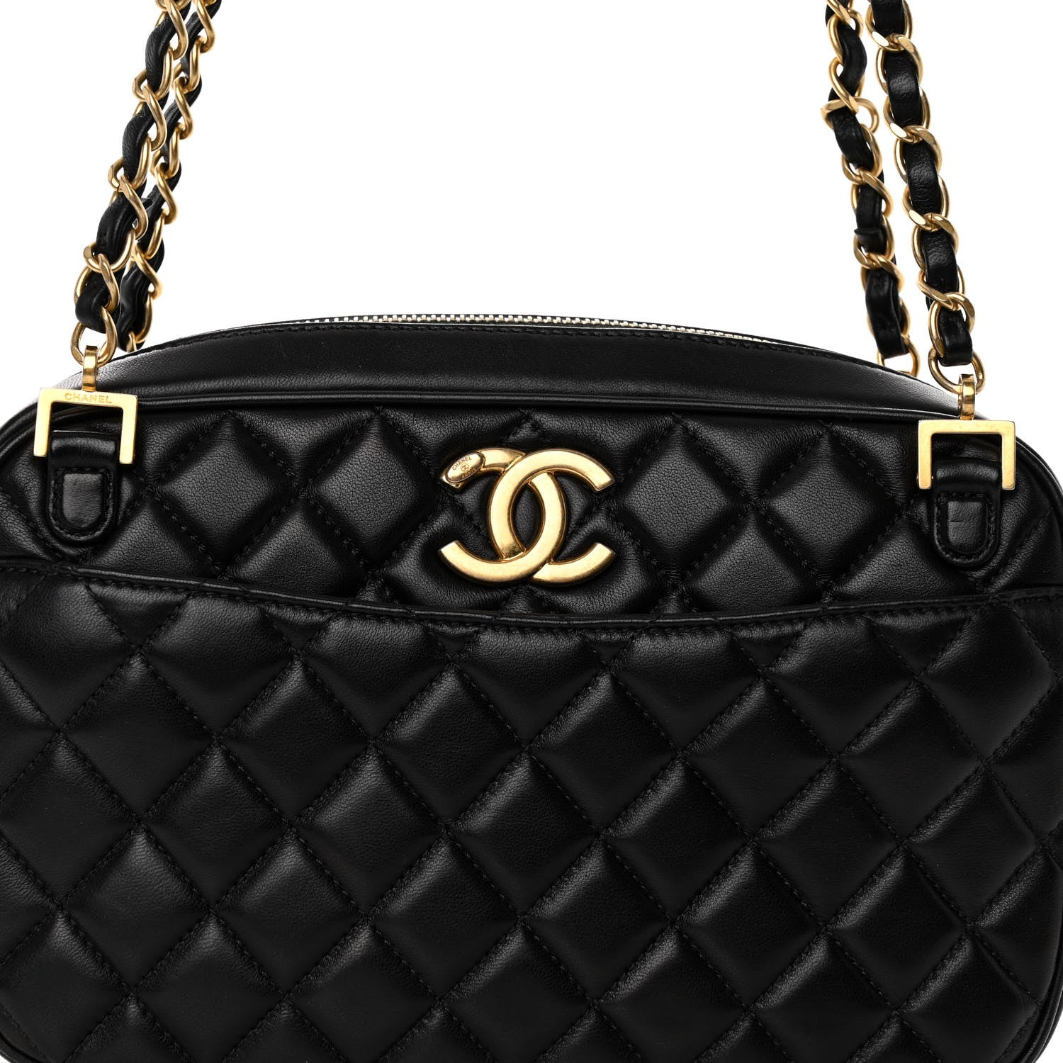 Chanel Lambskin Quilted Medium CC Crown Camera Case Black 7 of 9