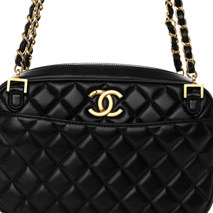 Chanel Lambskin Quilted Medium CC Crown Camera Case Black 7 of 9