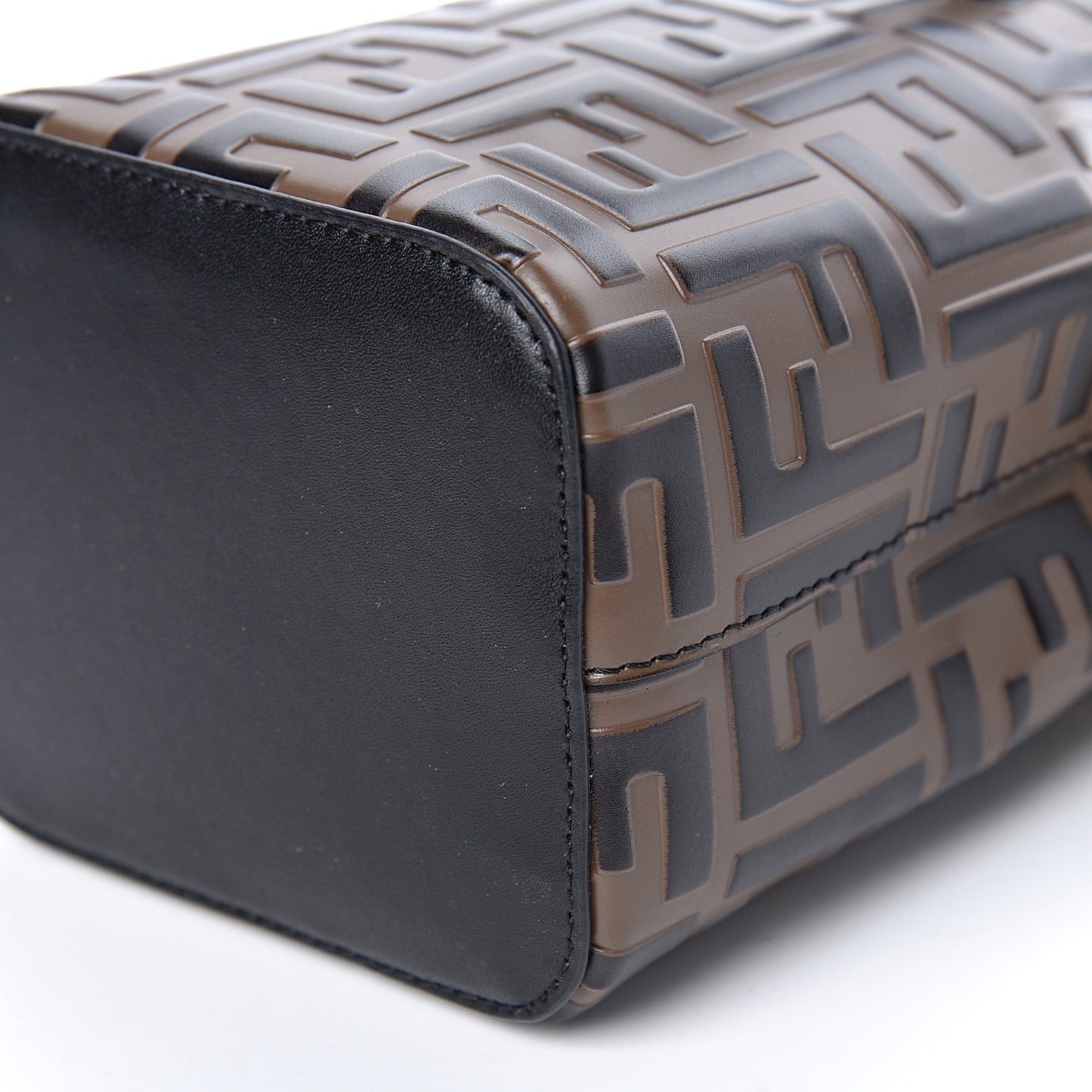 Vitello Liberty F is Fendi Bi-Color FF 1974 Embossed Mini Mon Tresor Bucket Bag Maya Black