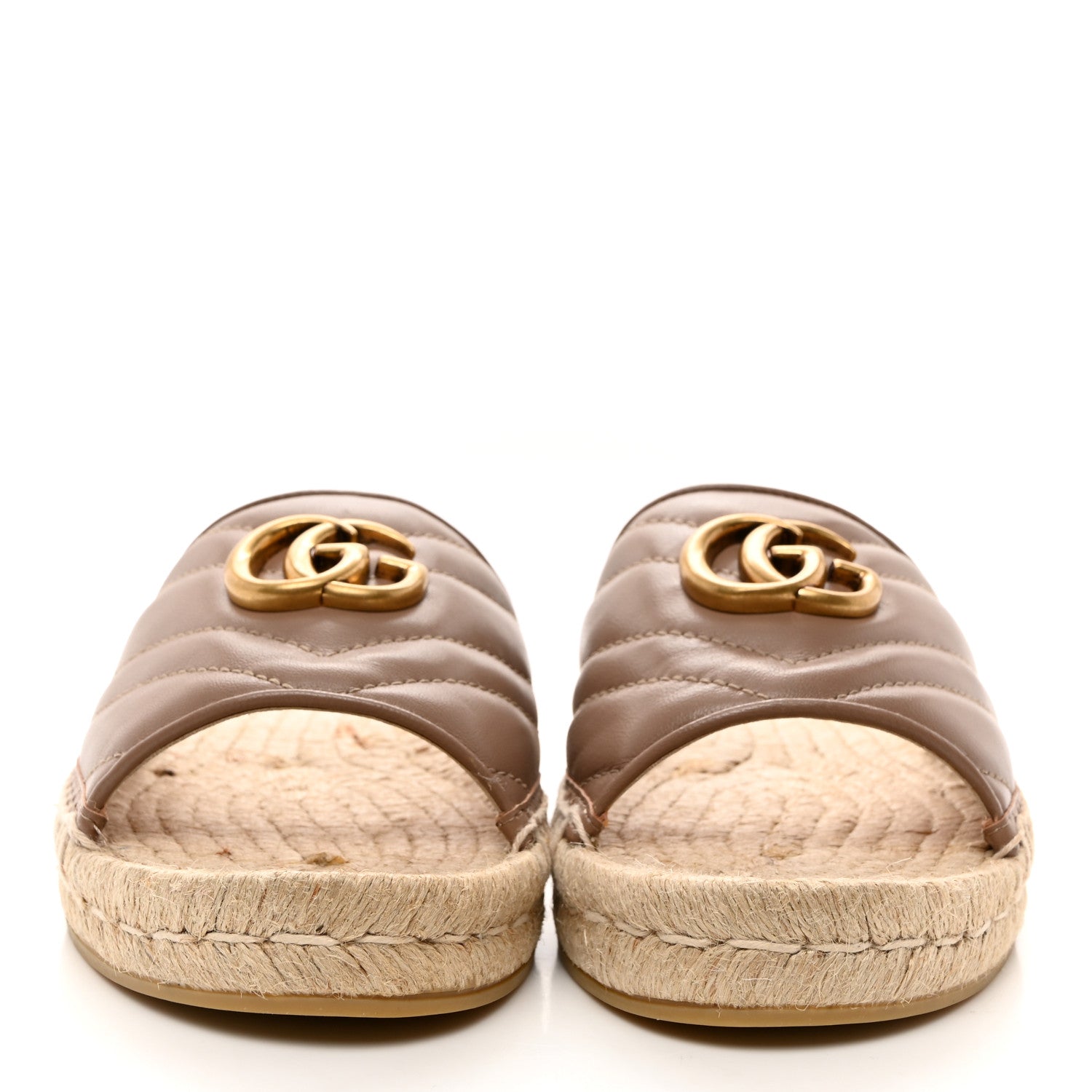 Gucci Nappa Matelasse GG Marmont Espadrille Slide Sandals 37 Porcelain Rose 2 of 11