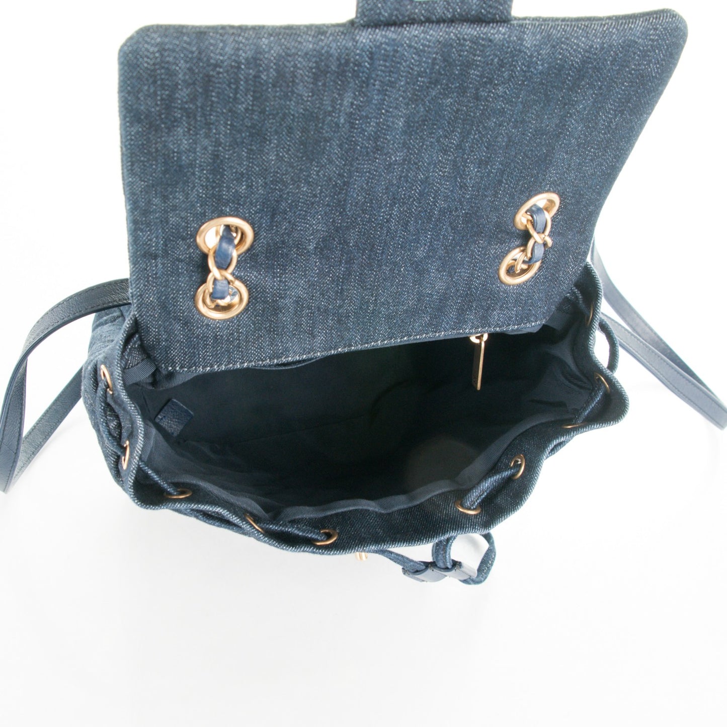 Washed Denim Quilted Small Urban Spirit Backpack Dark Blue