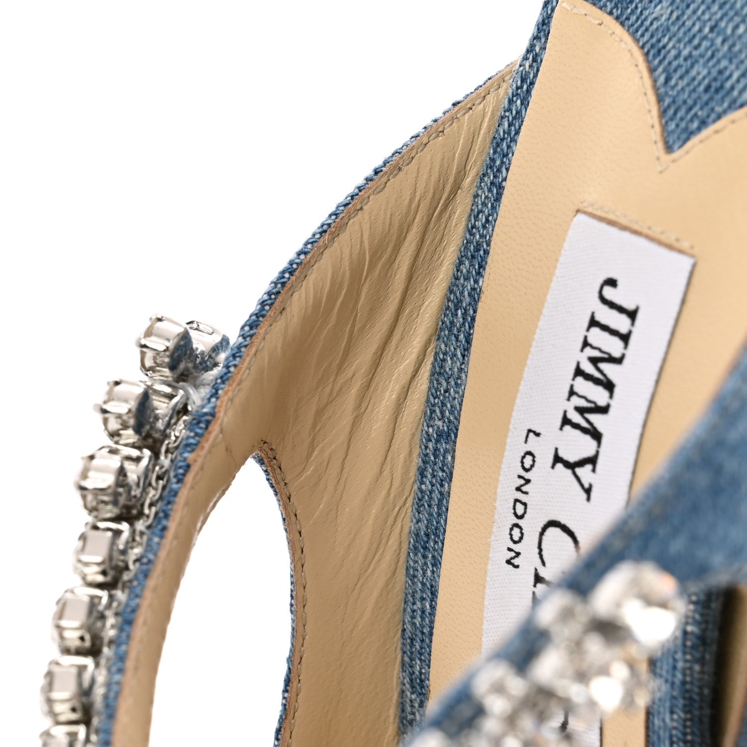 Jimmy Choo Denim Crystal Bing 100 Pumps 37.5 Blue 10 of 17
