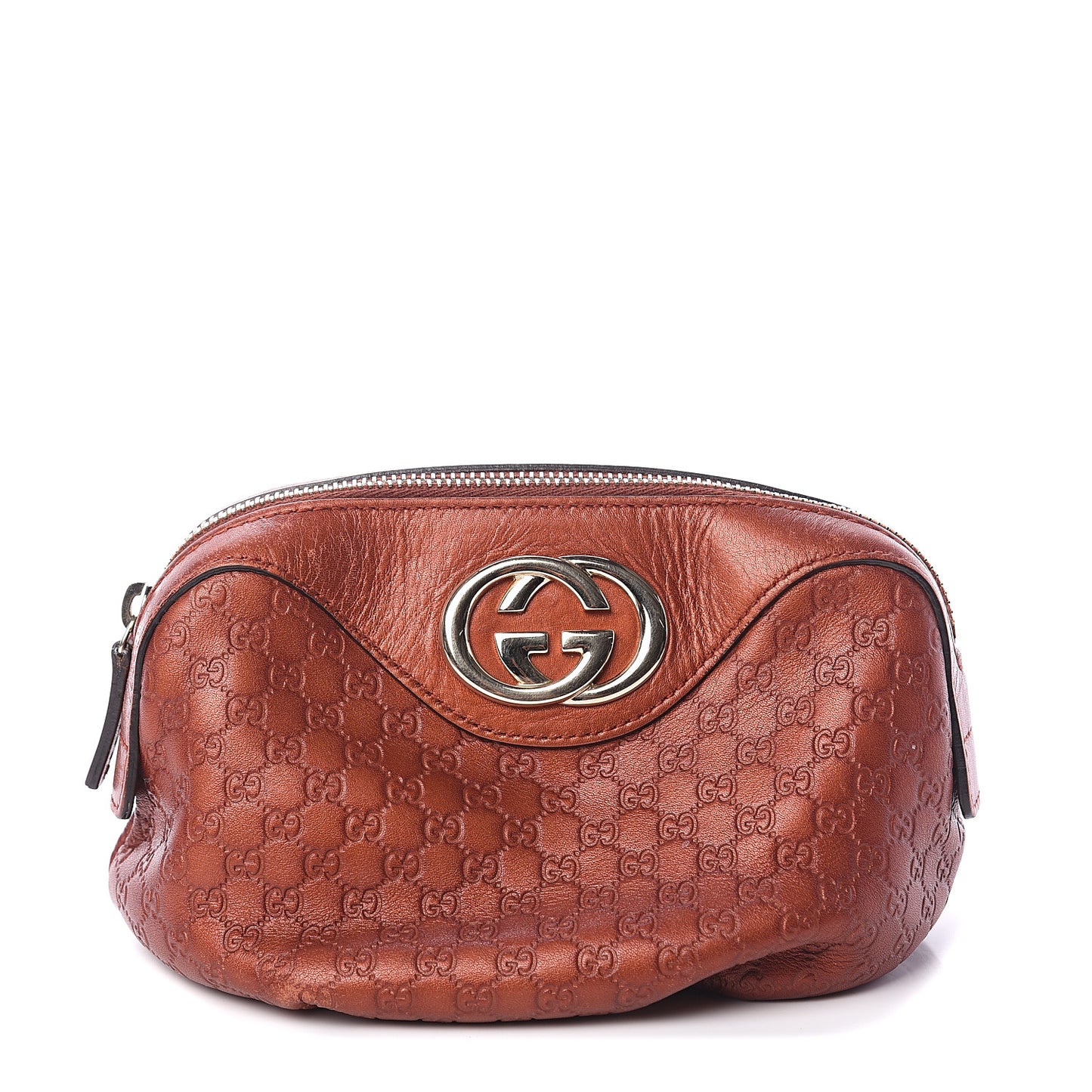 Metallic Microguccissima GG Cosmetic Case Burnt Orange