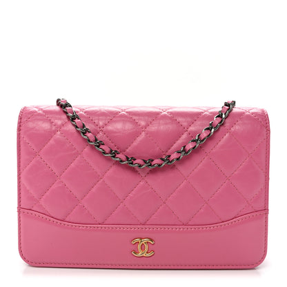 Chanel Aged Calfskin Quilted Gabrielle Wallet On Chain WOC Pink 1 of 11