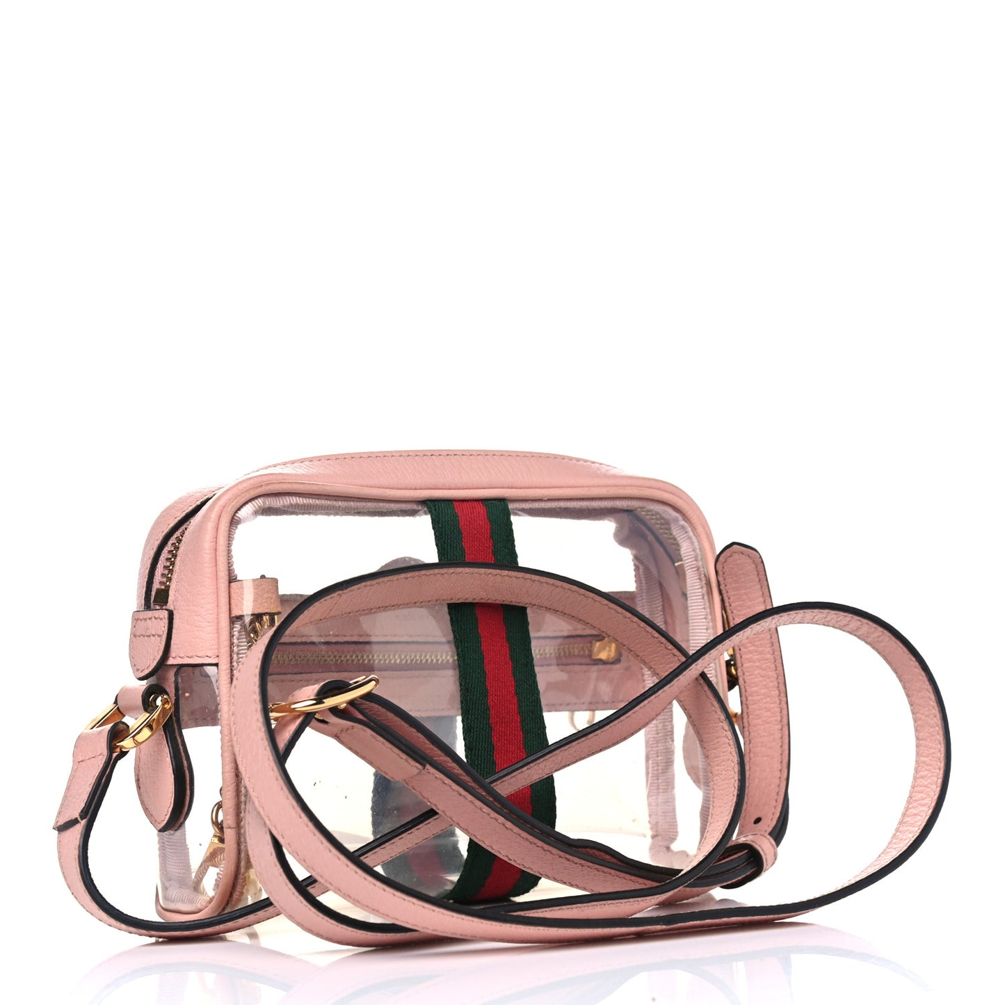 Vinyl Web Mini Ophidia Transparent Shoulder Bag Perfect Pink