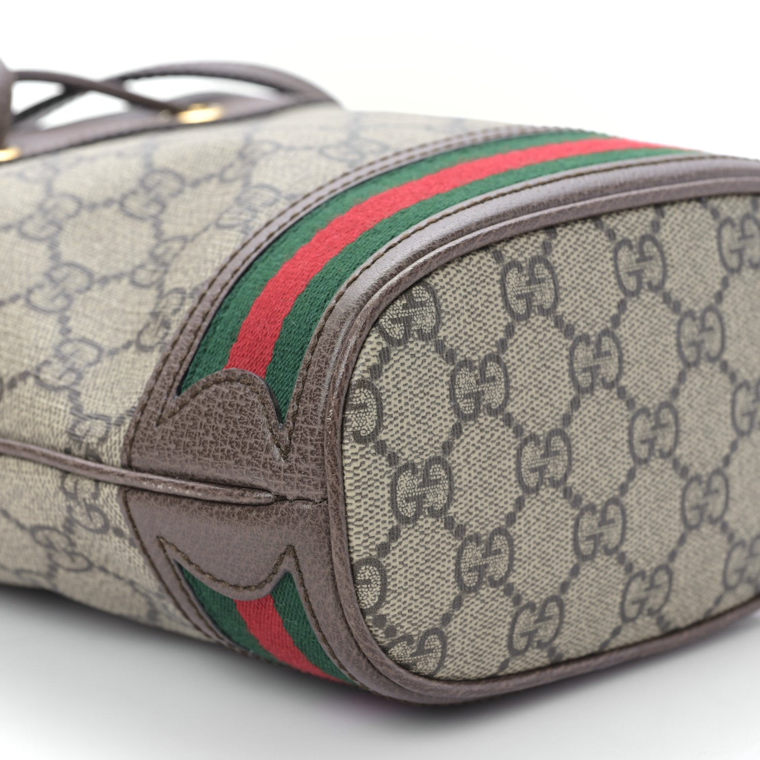 Gucci GG Supreme Monogram Web Mini Ophidia Bucket Bag Brown 8 of 9