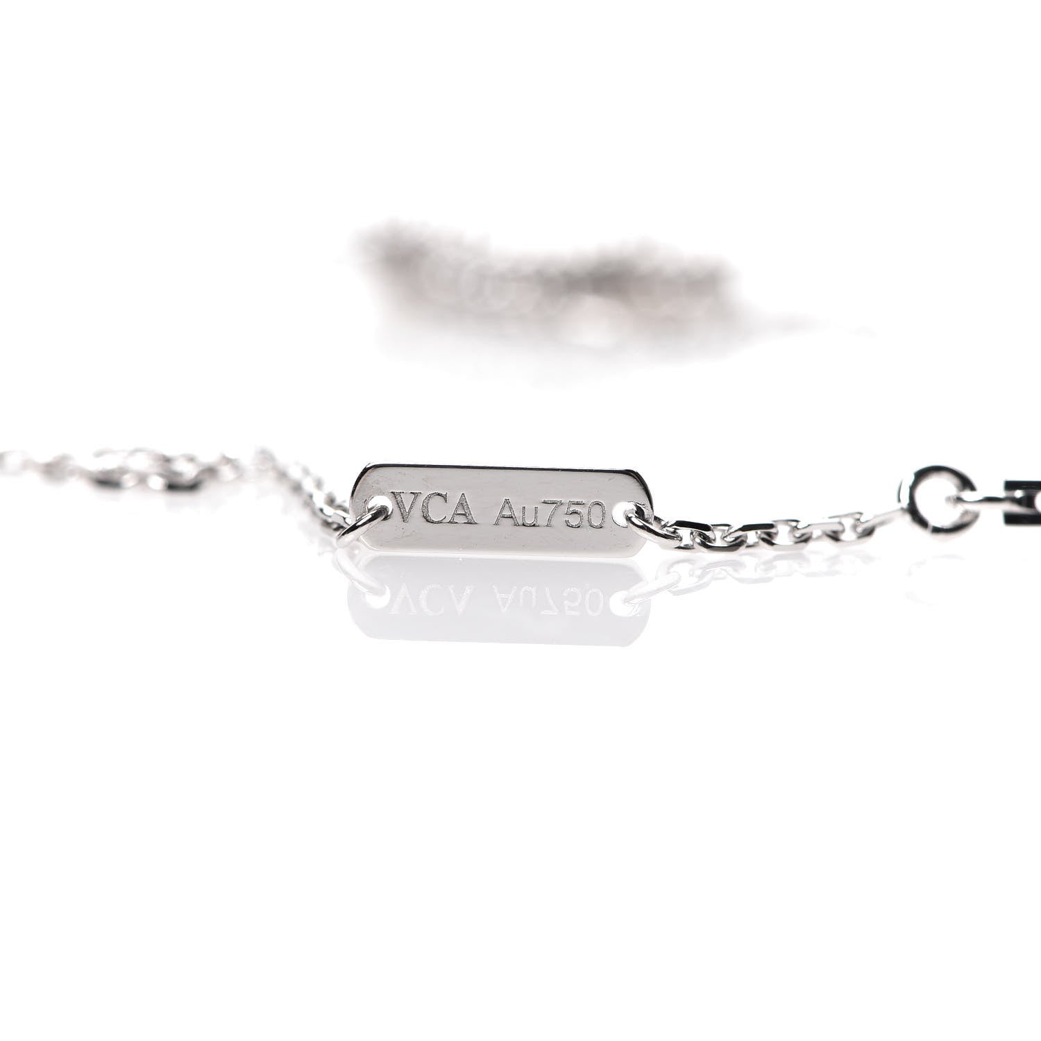 Van Cleef & Arpels 18K White Gold Mother of Pearl Vintage Alhambra Pendant Necklace 4 of 6