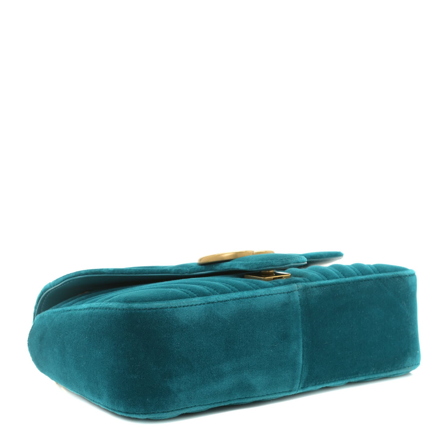 Gucci Velvet Matelasse Small GG Marmont Shoulder Bag Pavone Cyan 6 of 11