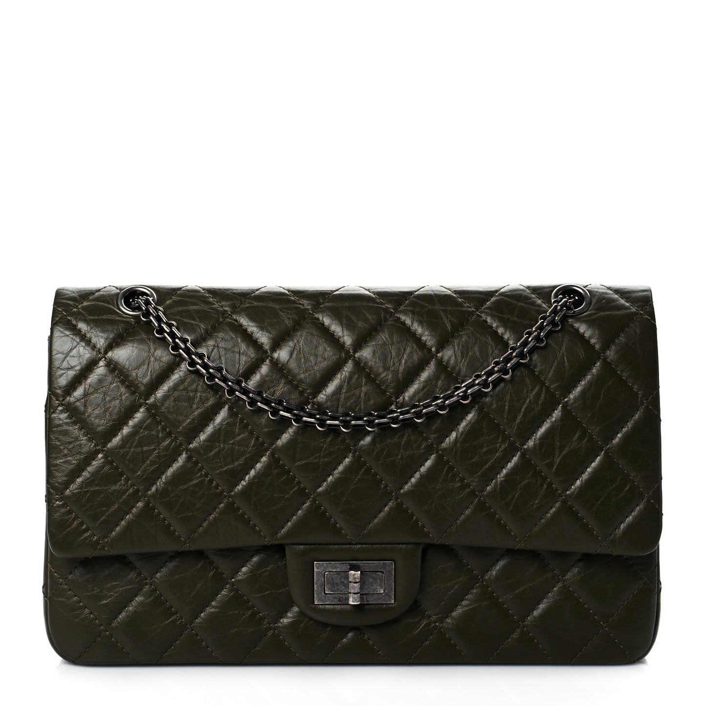 Aged Calfskin Quilted 2.55 Reissue 227 Flap Dark Green
