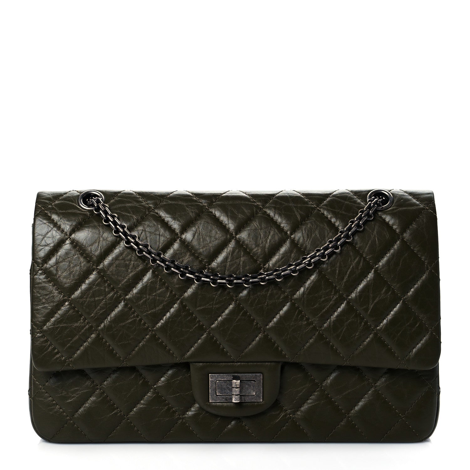 Chanel Aged Calfskin Quilted 2.55 Reissue 227 Flap Dark Green 1 of 10