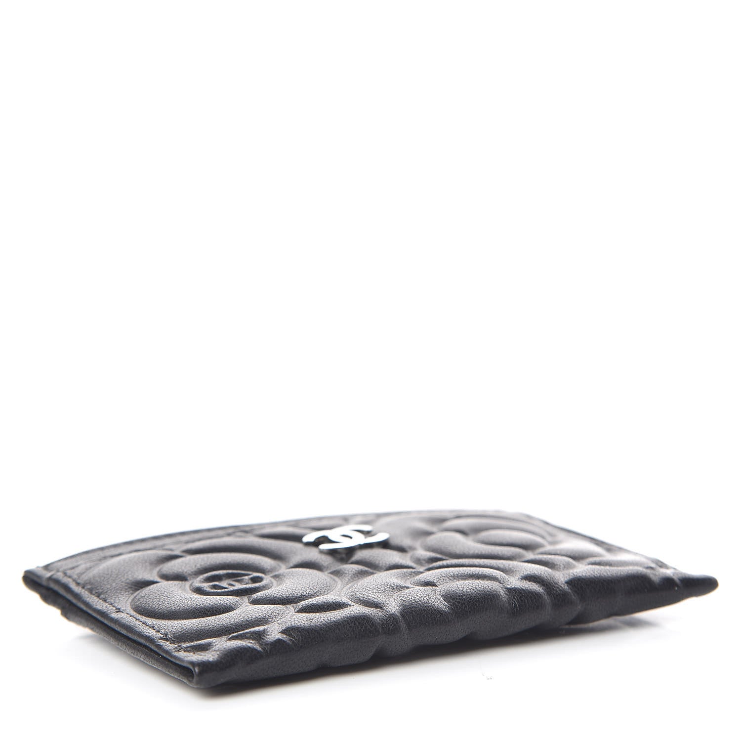 Chanel Goatskin Camellia Embossed Card Holder Black 4 of 9