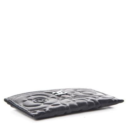 Chanel Goatskin Camellia Embossed Card Holder Black 4 of 9