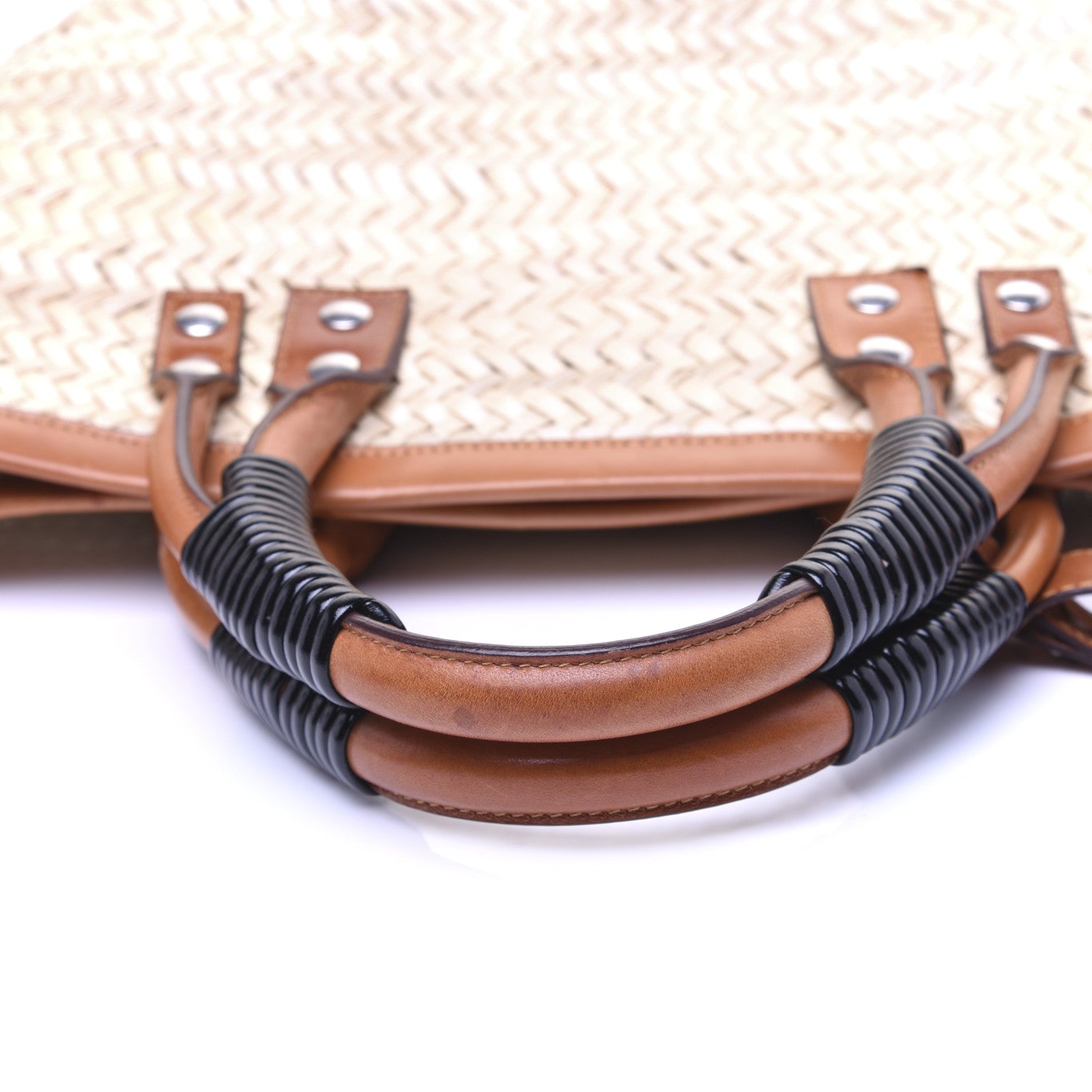Balenciaga Straw Calfskin Bistrot Panier Small Tote Natural 11 of 14