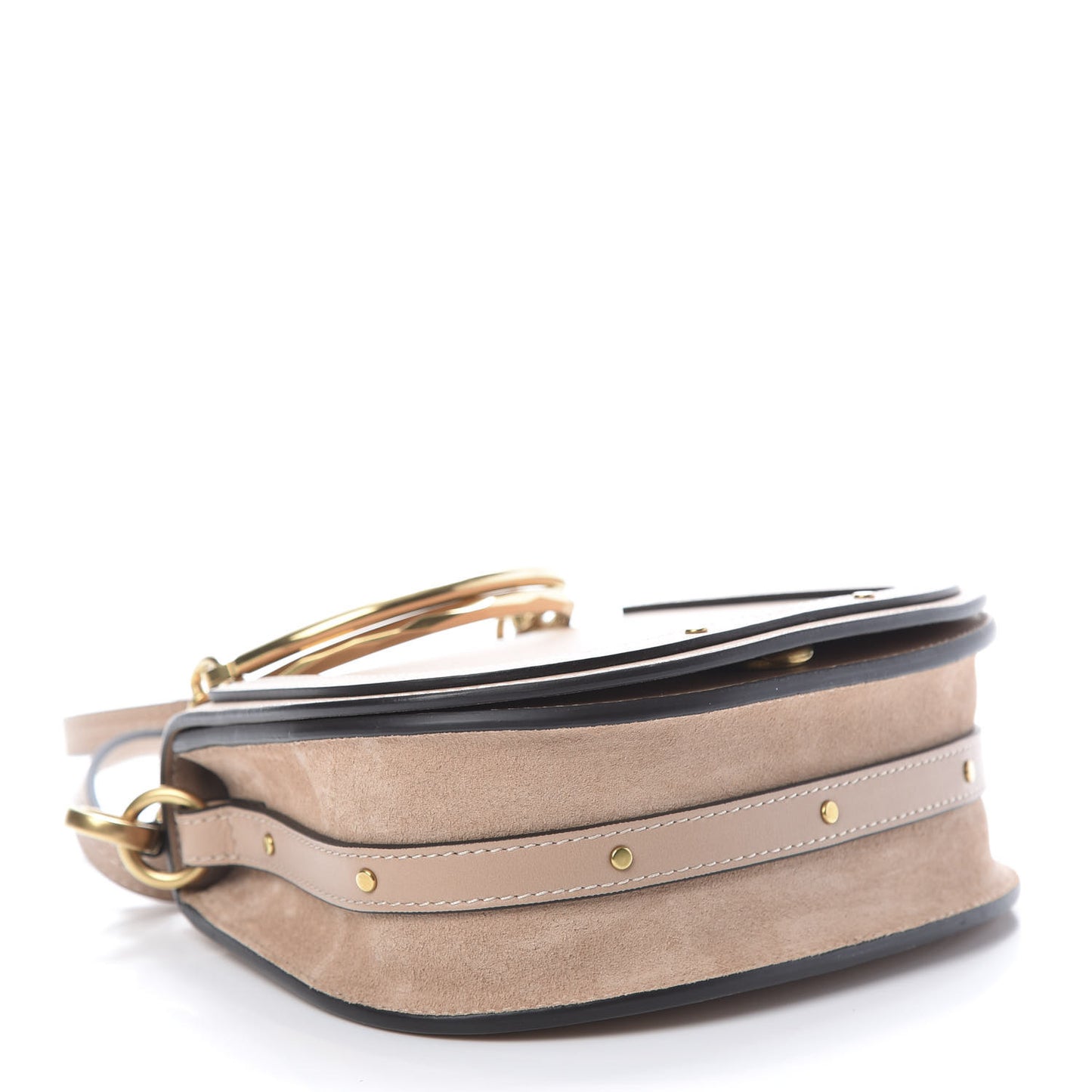 Calfskin Suede Small Nile Bracelet Bag Biscotti Beige
