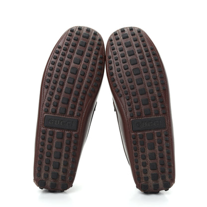 Gucci Soft Clove Calfskin Web Mens Horsebit Driver Loafers 10.5 Cocoa 6 of 11