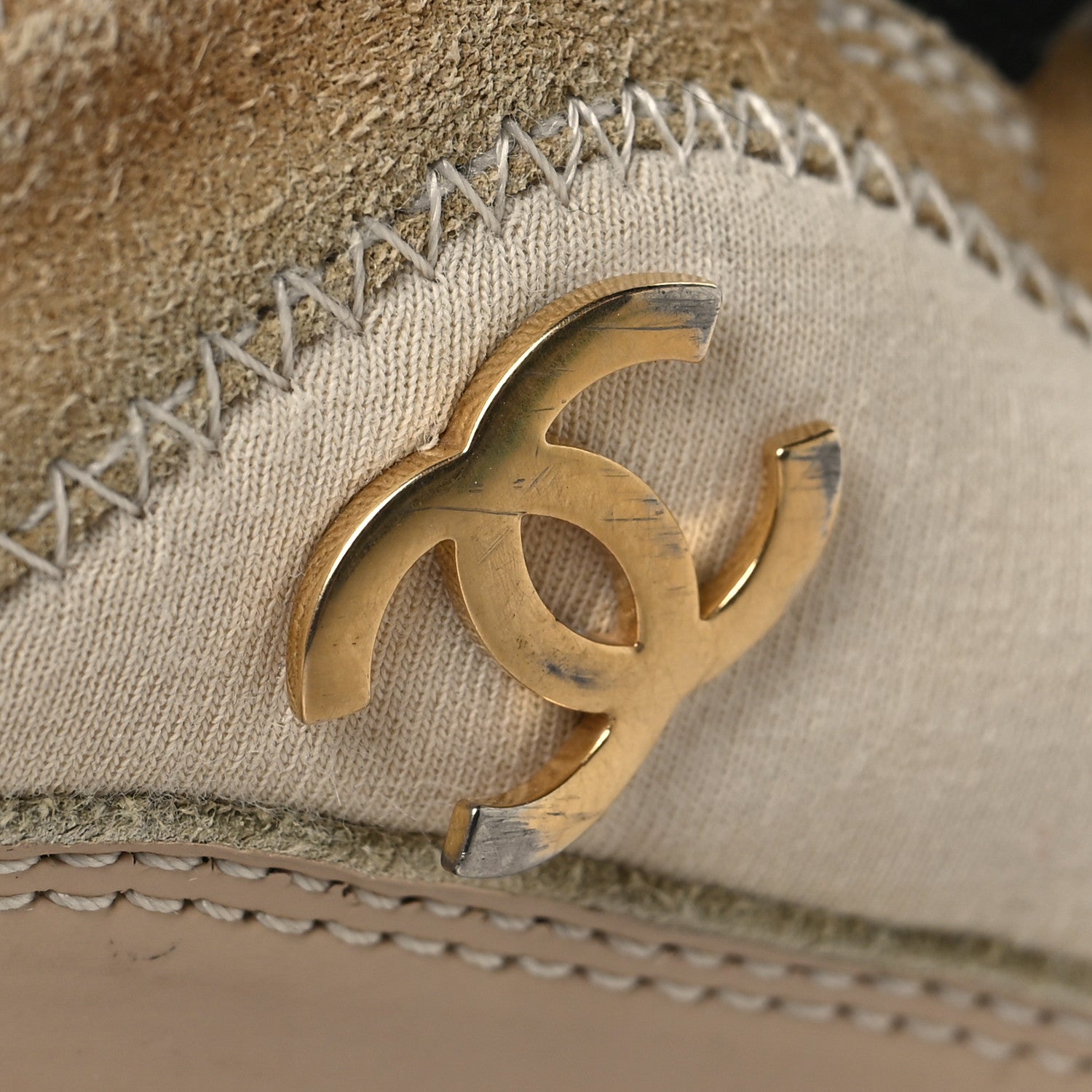 Chanel Velvet Calfskin Mixed Fibers CC Sneakers 37 Beige 10 of 10