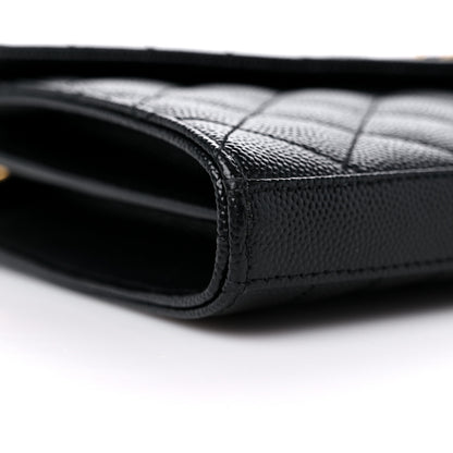Saint Laurent Grain De Poudre Mixed Matelasse Triquilt Monogram Chain Wallet Black 7 of 8