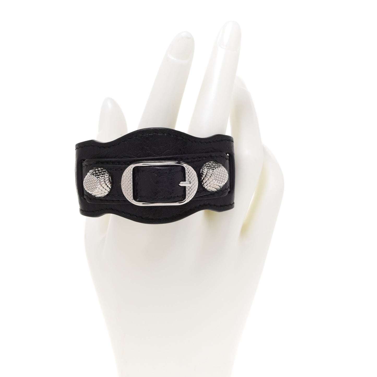Agneau Arena Giant 12 Silver Bracelet M Black