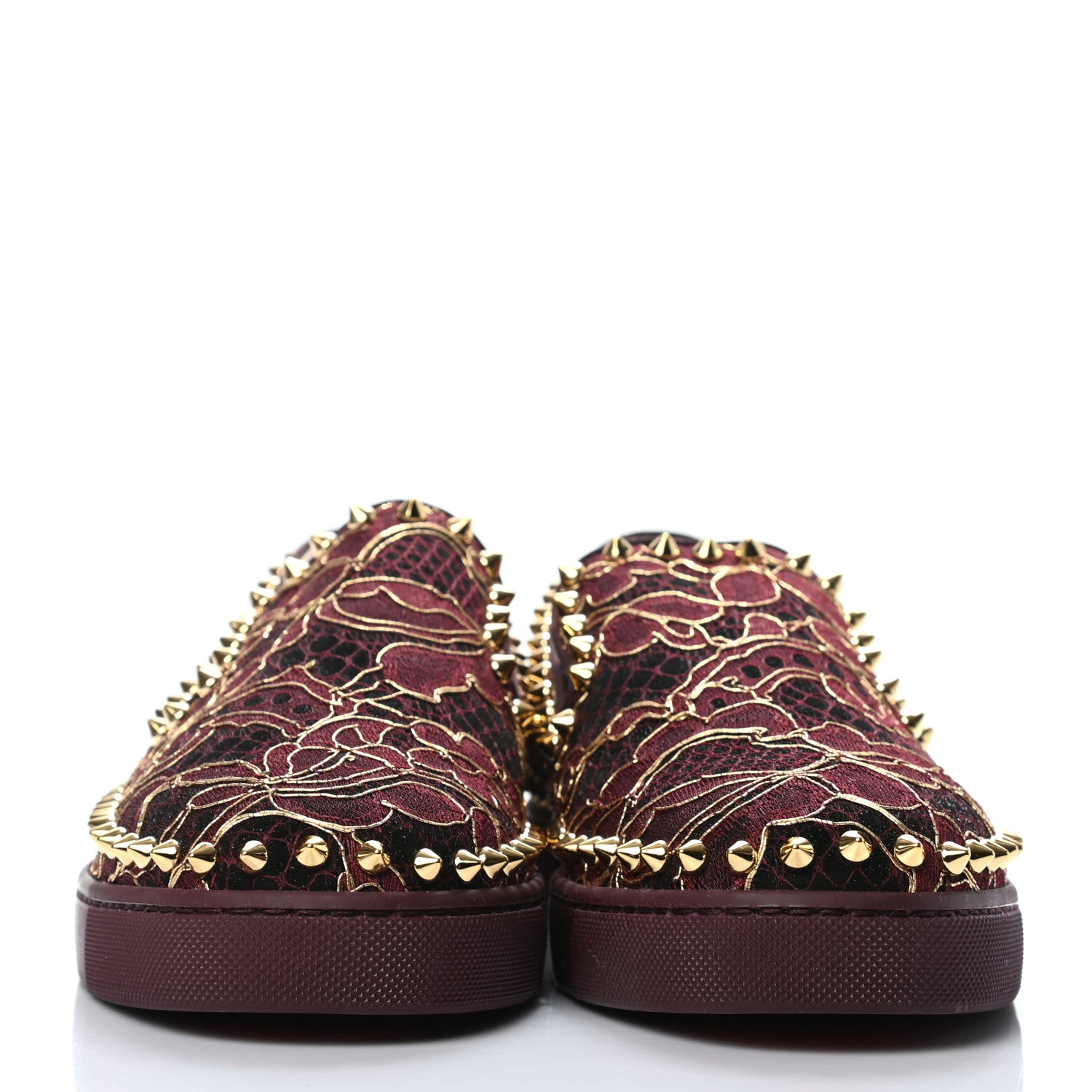 Christian Louboutin Mesh Guipure Womens Pik Boat Flats 37 Burgundy 2 of 7