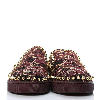 Christian Louboutin Mesh Guipure Womens Pik Boat Flats 37 Burgundy 2 of 7