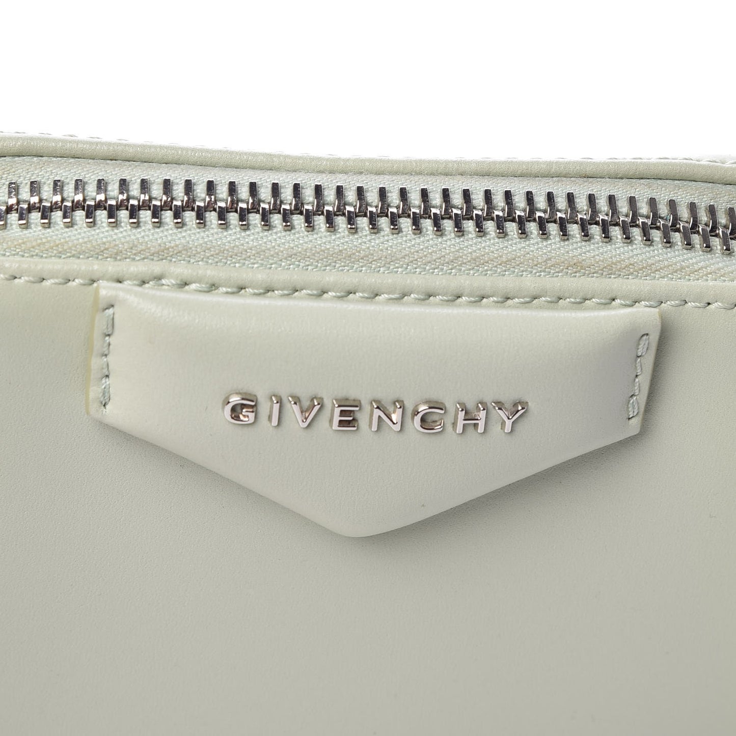 Shiny Lord Calfskin Antigona Wristlet Aqua Green