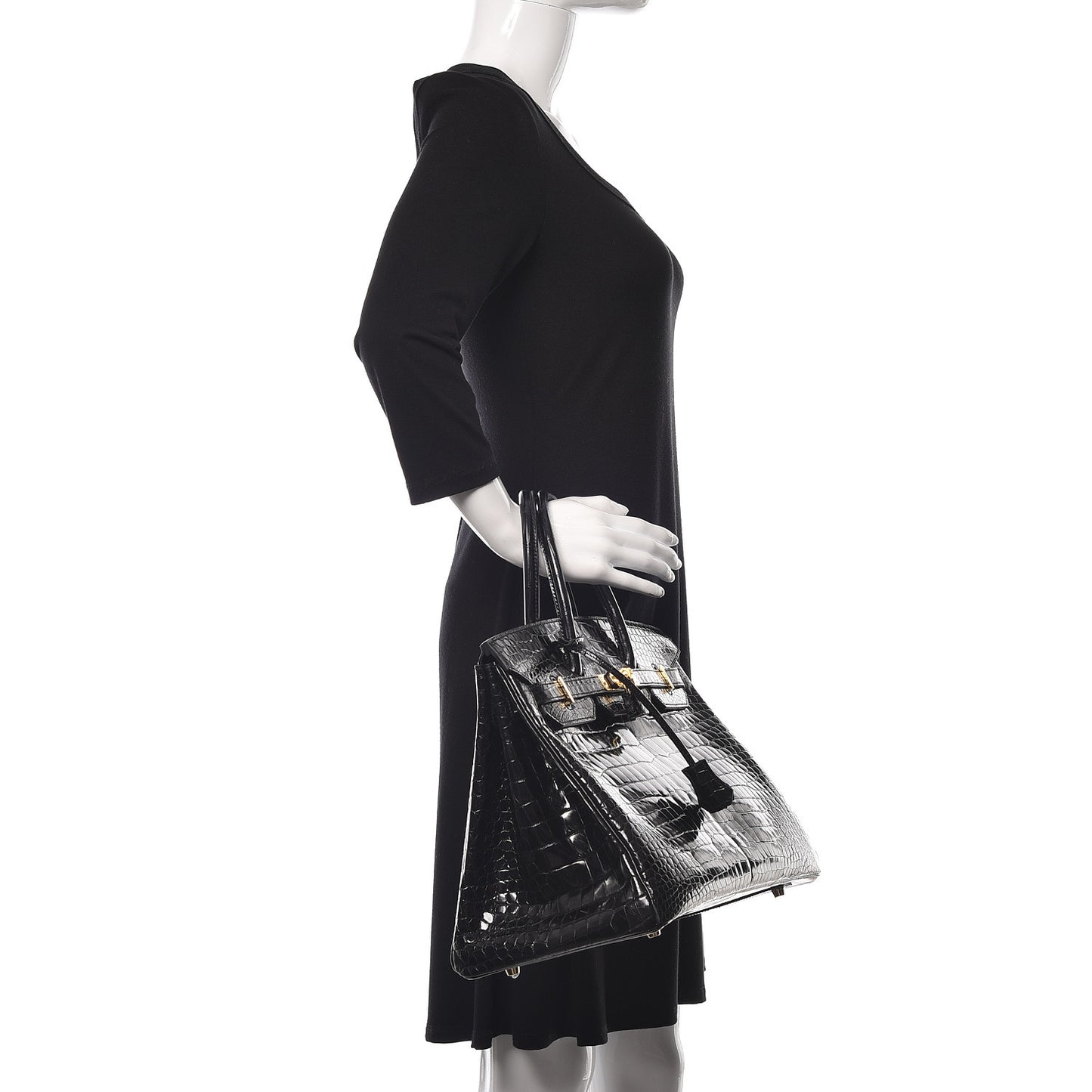 Shiny Porosus Crocodile Birkin 35 Black