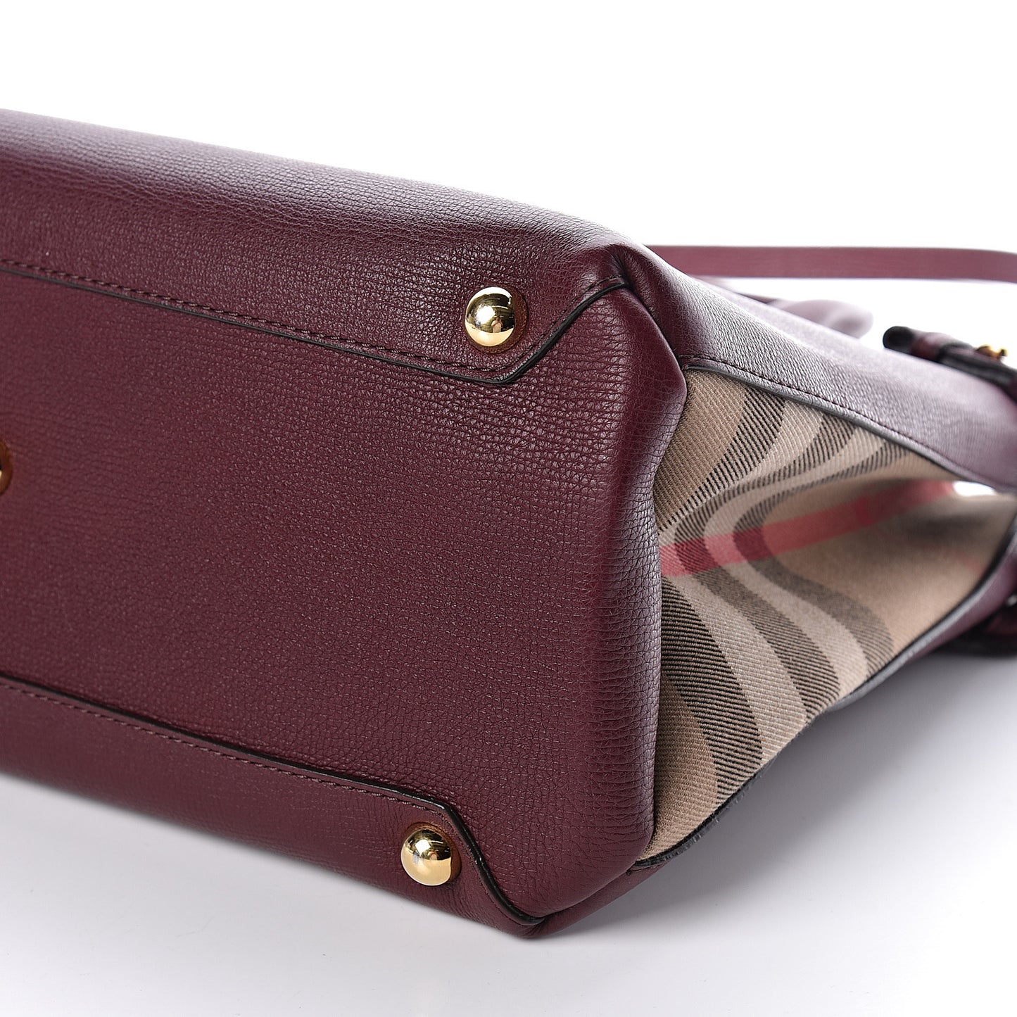 Grainy Calfskin House Check Medium Banner Tote Mahogany Red