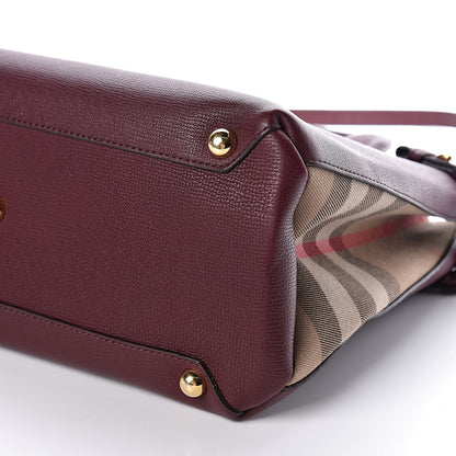 Burberry Grainy Calfskin House Check Medium Banner Tote Mahogany Red 10 of 10