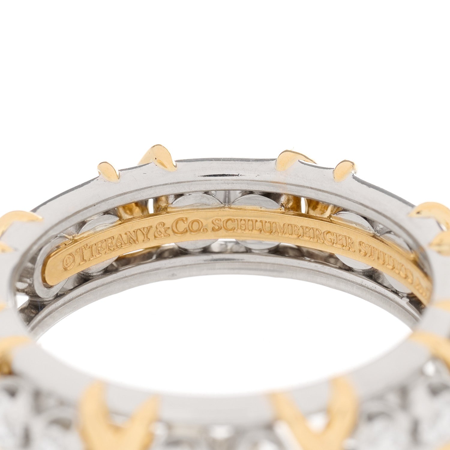 Tiffany Platinum 18K Yellow Gold Diamond Schlumberger Sixteen Stone Ring 54 7 4 of 5