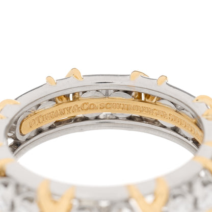 Tiffany Platinum 18K Yellow Gold Diamond Schlumberger Sixteen Stone Ring 54 7 4 of 5