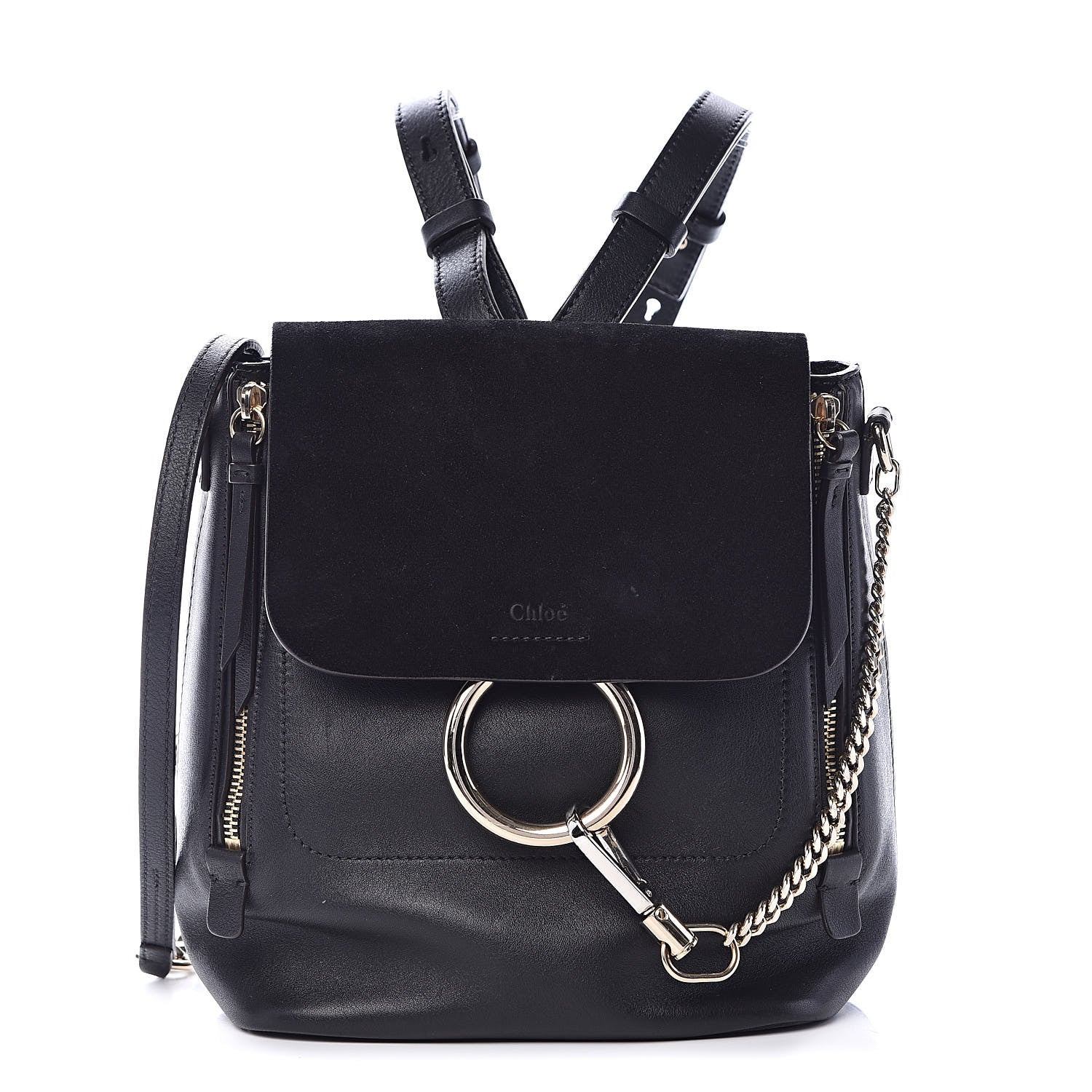 Chloe Suede Calfskin Small Faye Backpack Black 1 of 11