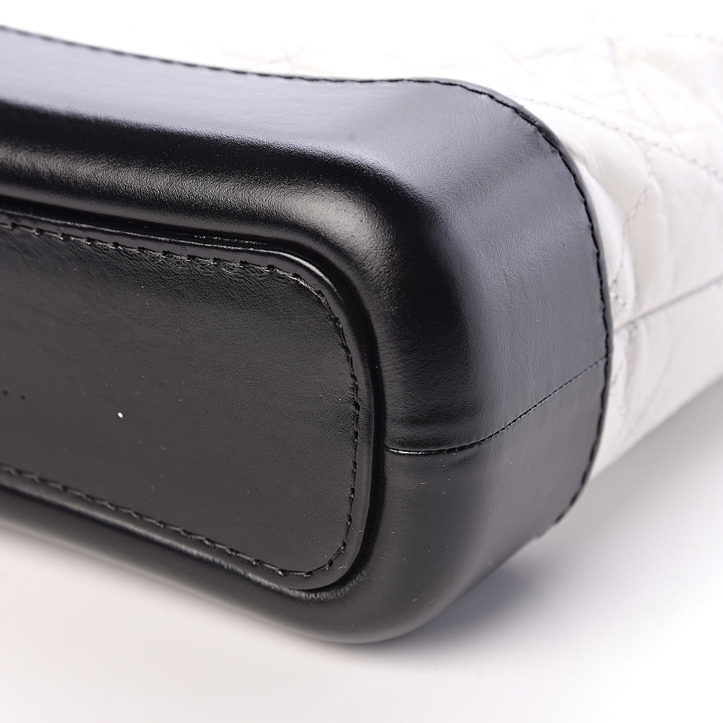 Aged Calfskin Quilted Small Gabrielle Hobo Black White