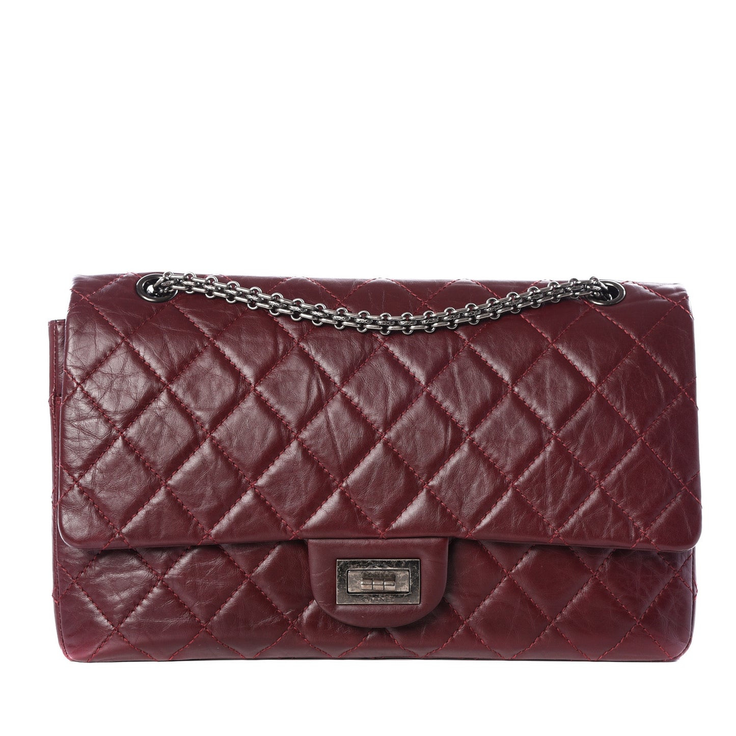 Aged Calfskin Quilted 2.55 Reissue 227 Flap Red