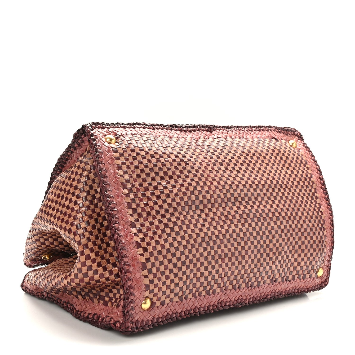 Prada Madras Woven Medium Tote Ribes Mughetto 4 of 10