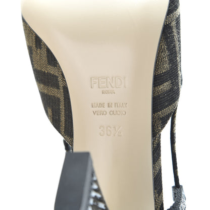 Fendi Jacquard FFreedom Decollete Slingback Square Toe Pumps 36.5 Tobacco 9 of 10