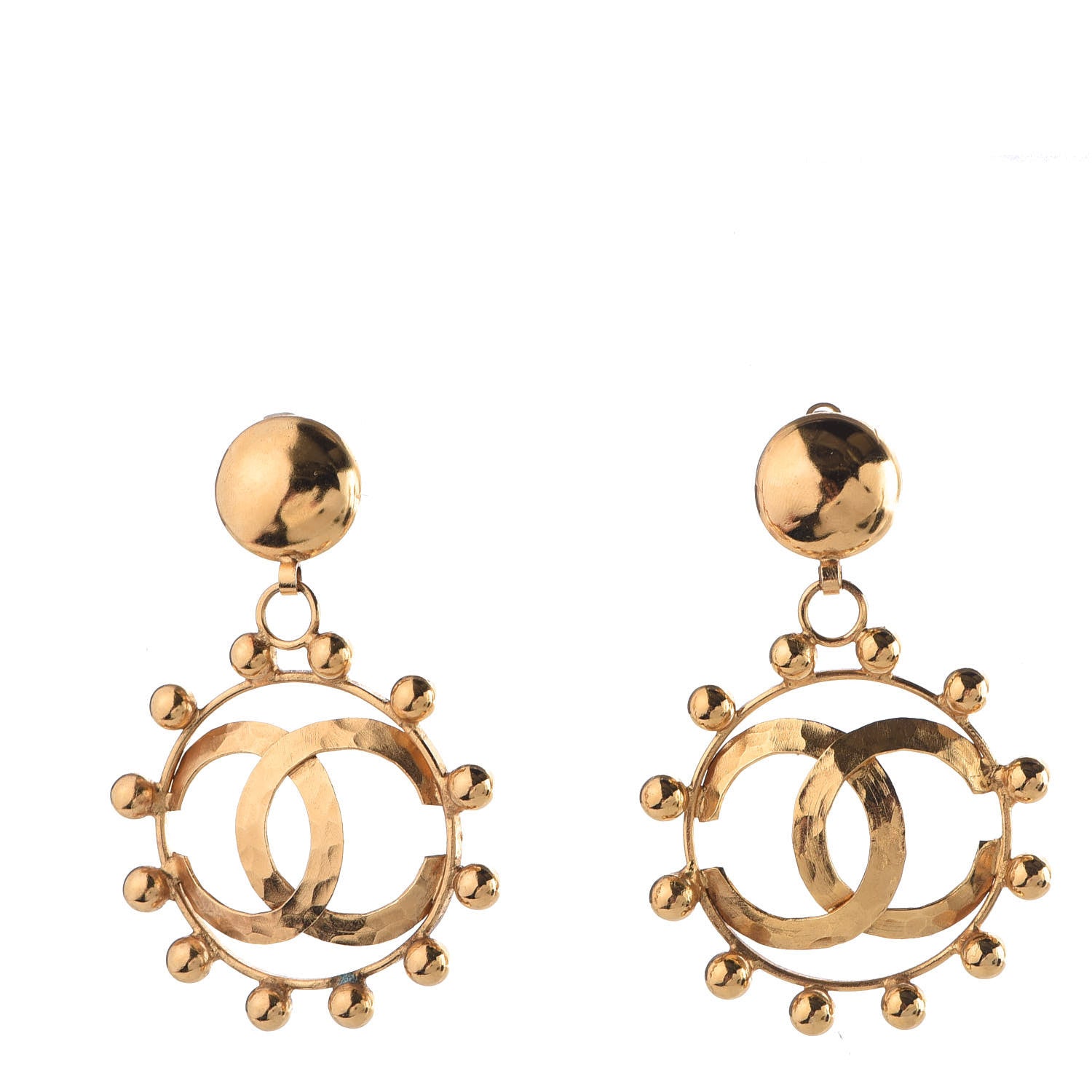 Chanel CC Large Drop Clip On Earrings Gold 1 of 4