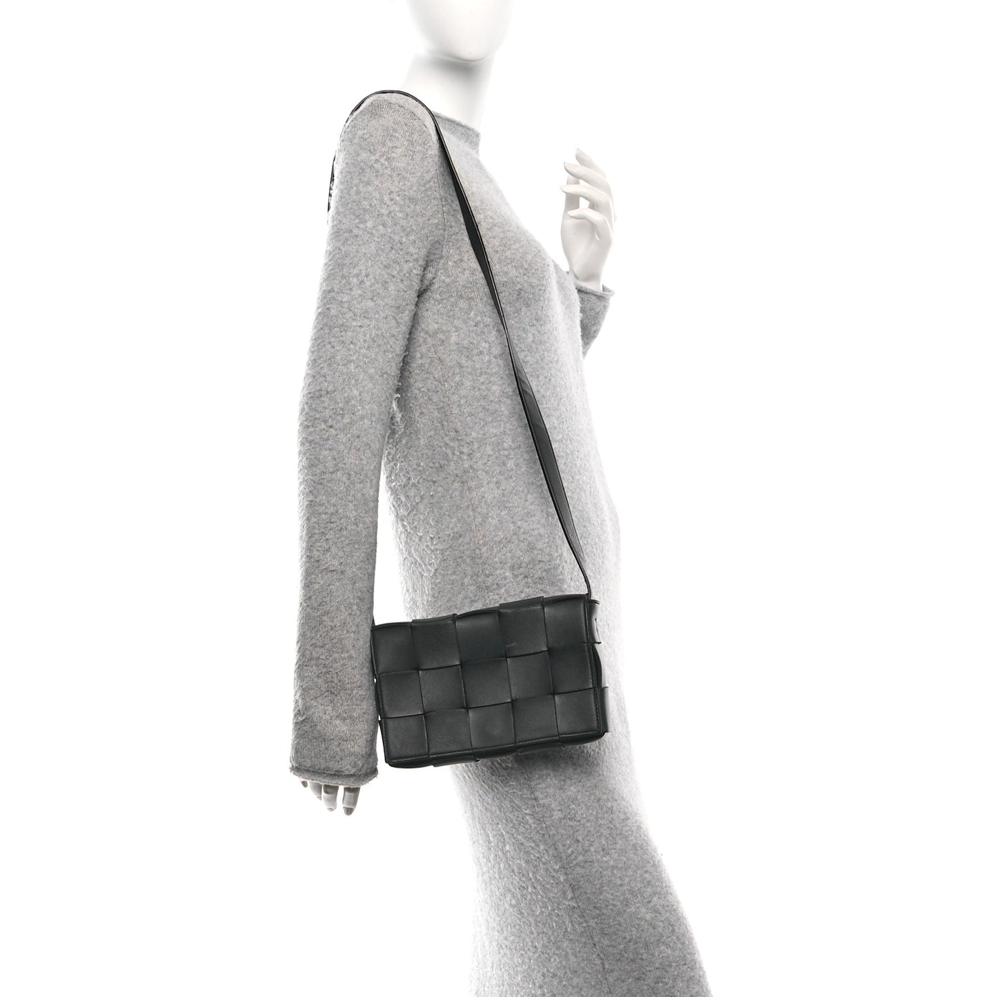 Lambskin Maxi Intrecciato Cassette Crossbody Bag Black