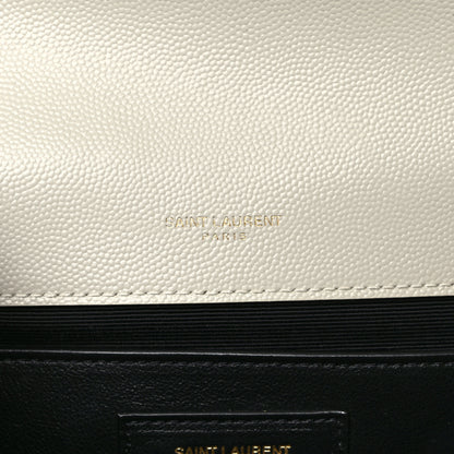 Saint Laurent Grain De Poudre Textured Mixed Matelasse Triquilt Medium Monogram Satchel Crema Soft 7 of 10