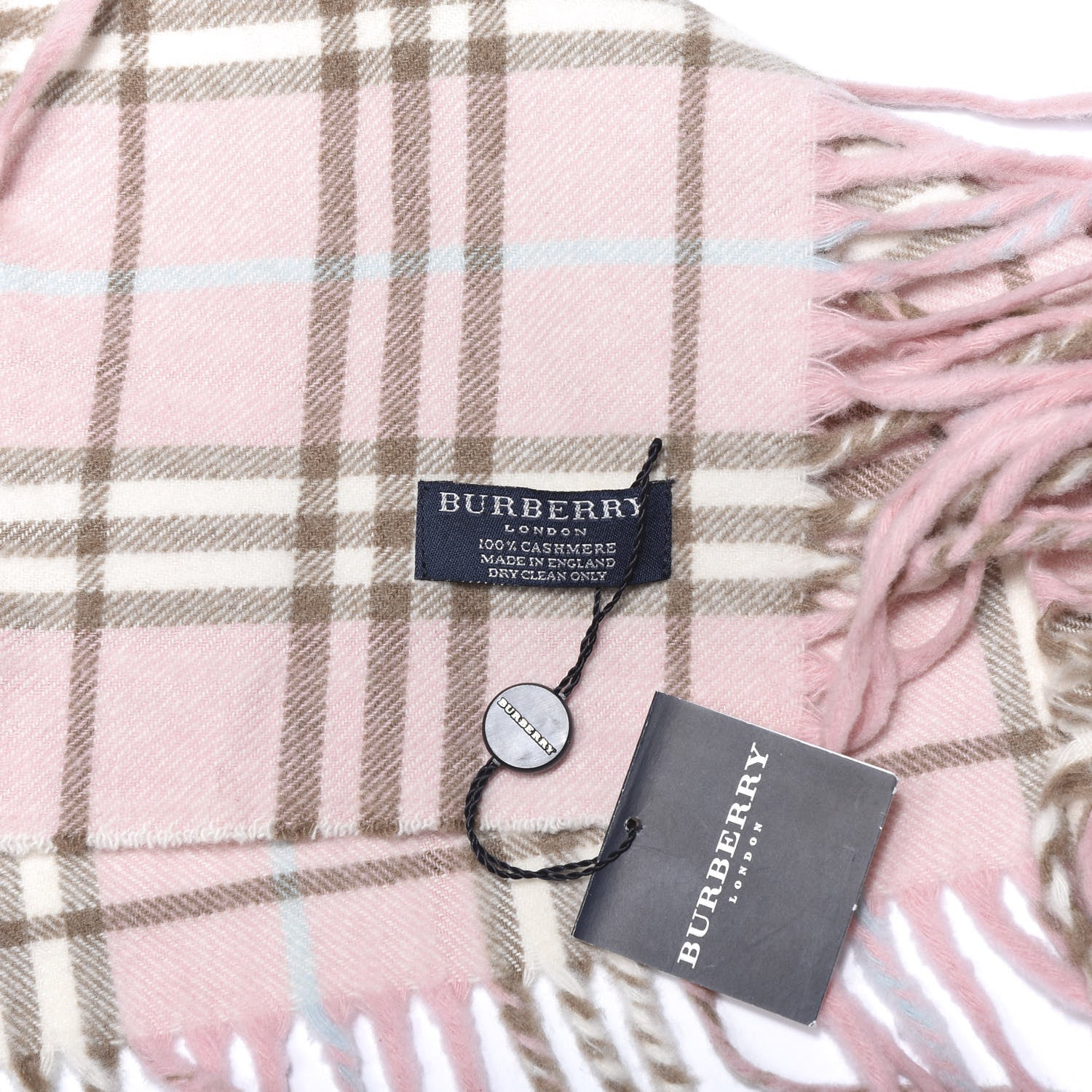 Burberry Cashmere Check Happy Fringe Scarf Pink 4 of 4