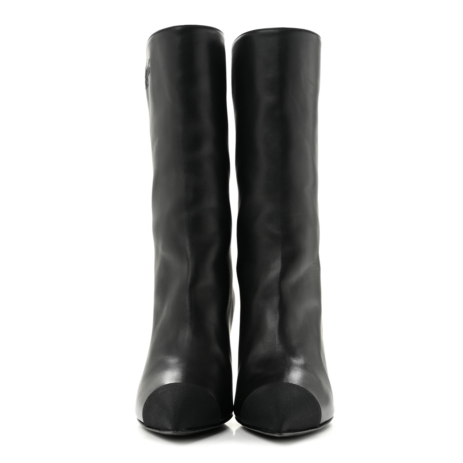 Chanel Lambskin Grosgrain Cap Toe Short Boots 35.5 Black 3 of 10