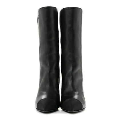 Chanel Lambskin Grosgrain Cap Toe Short Boots 35.5 Black 3 of 10