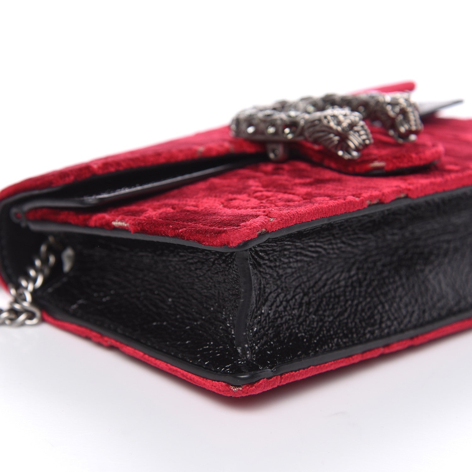 Gucci Velvet GG Monogram Super Mini Dionysus Shoulder Bag Red Cipria Black 8 of 9