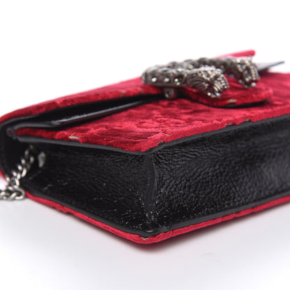 Gucci Velvet GG Monogram Super Mini Dionysus Shoulder Bag Red Cipria Black 8 of 9