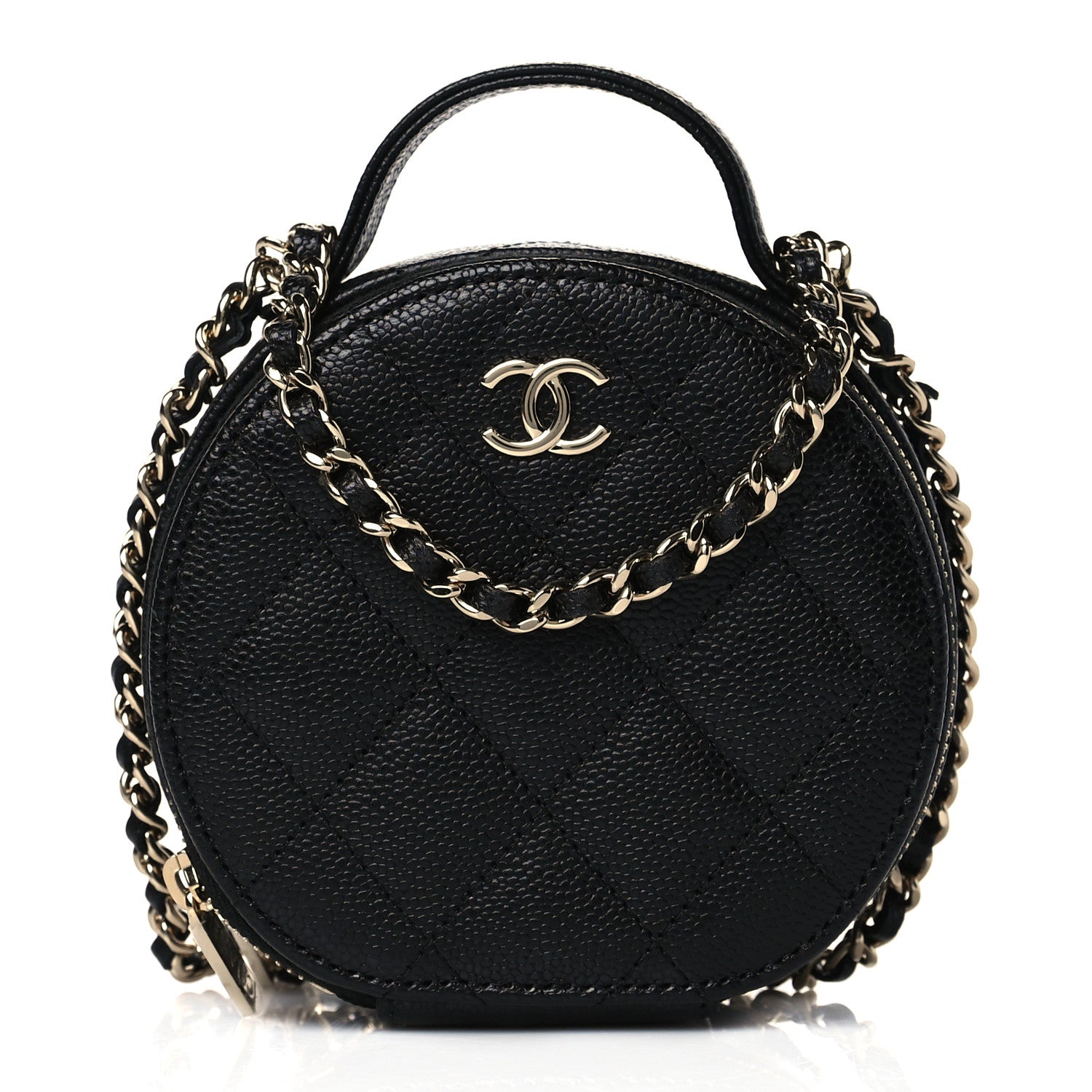 Chanel Caviar Quilted Round Handle With Care Vanity With Chain Black 1 of 11