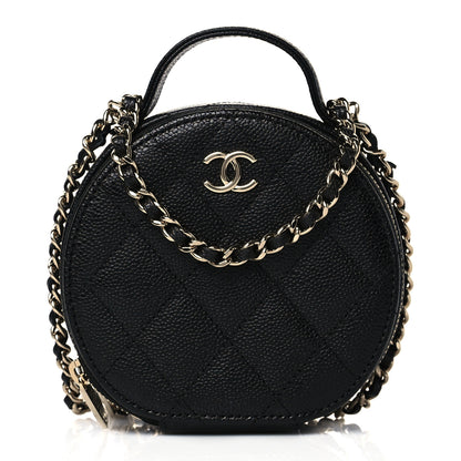 Chanel Caviar Quilted Round Handle With Care Vanity With Chain Black 1 of 11